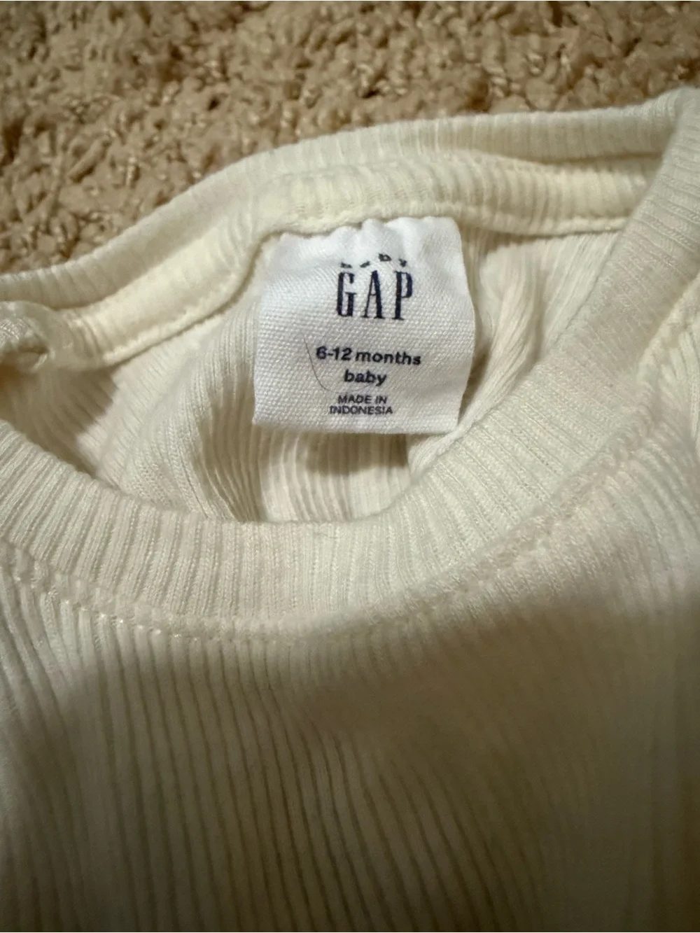Gap baby Cream Ribbed Long-Sleeve Top